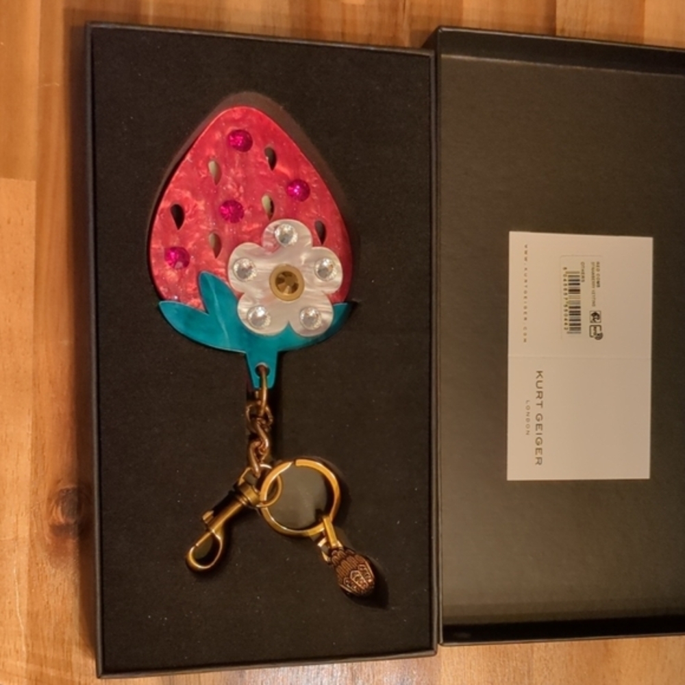 Kurt Geiger Strawberry Keychain Bag Charm NWT NIB